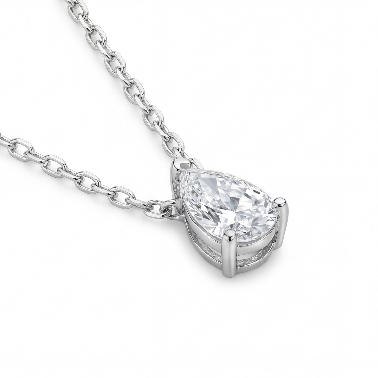Emma Pear Solitaire Necklace - Image 2