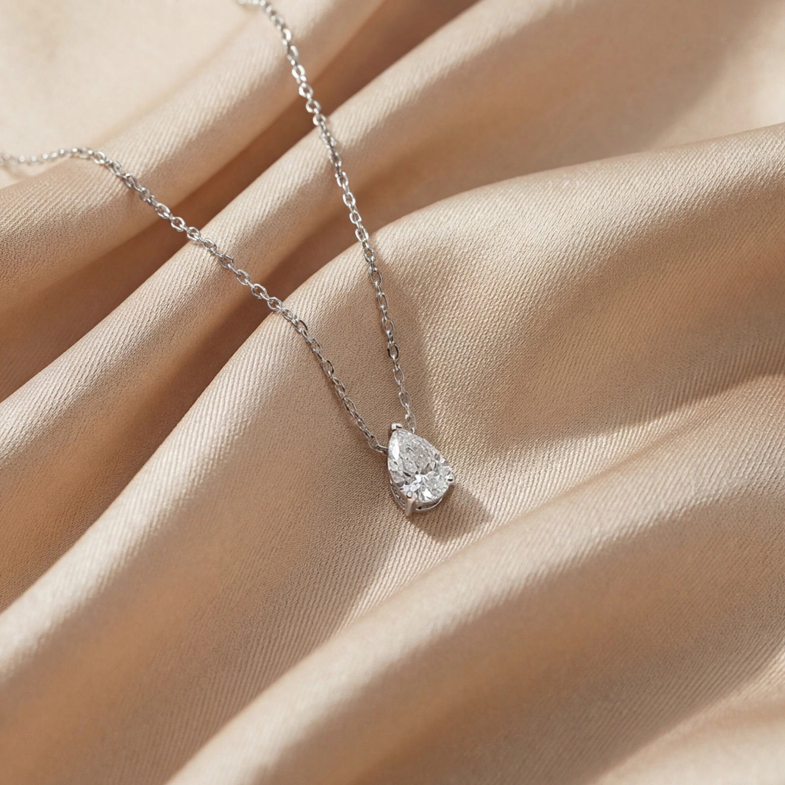 Emma Pear Solitaire Necklace - Image 3