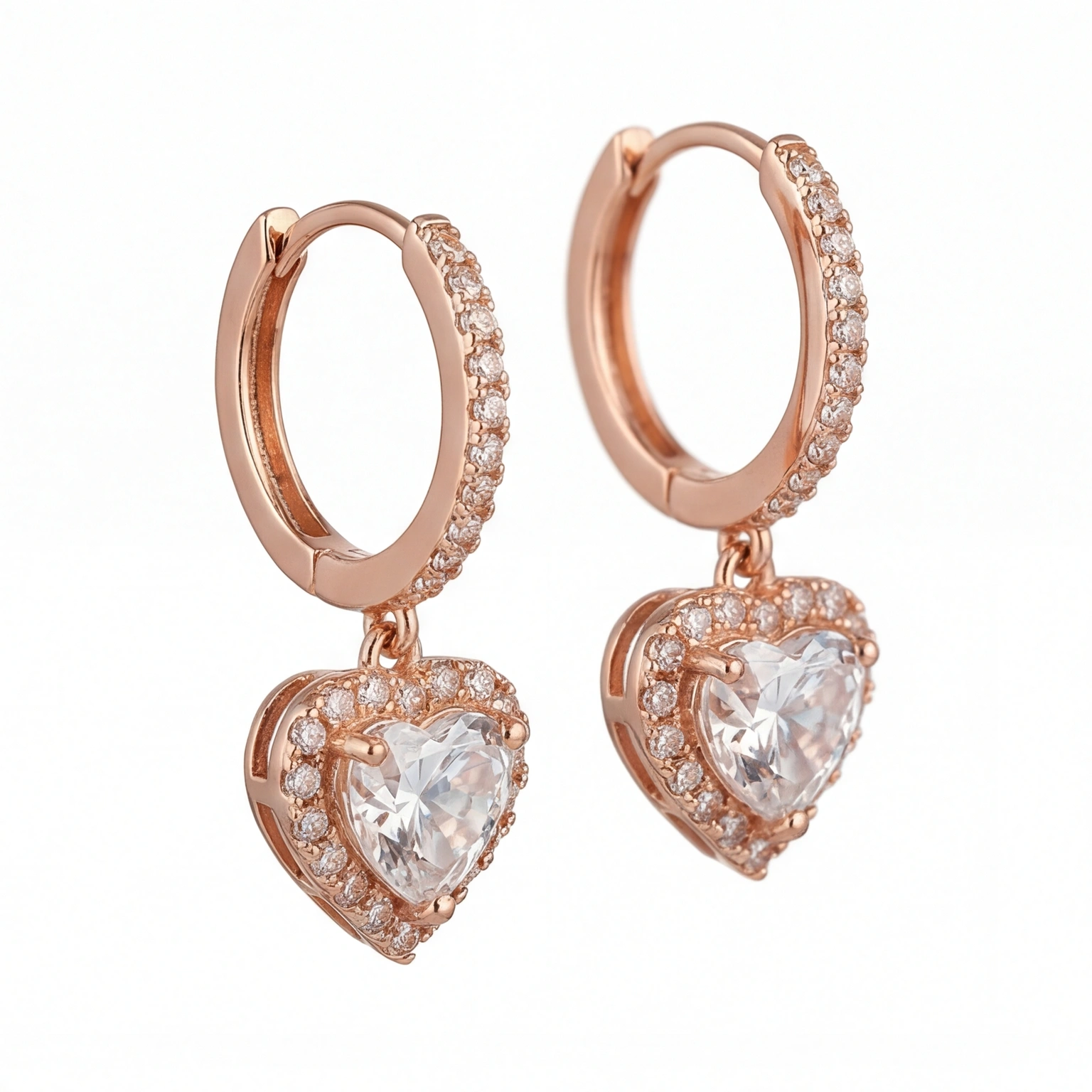 Esme Rose Gold Heart Drops - Image 2