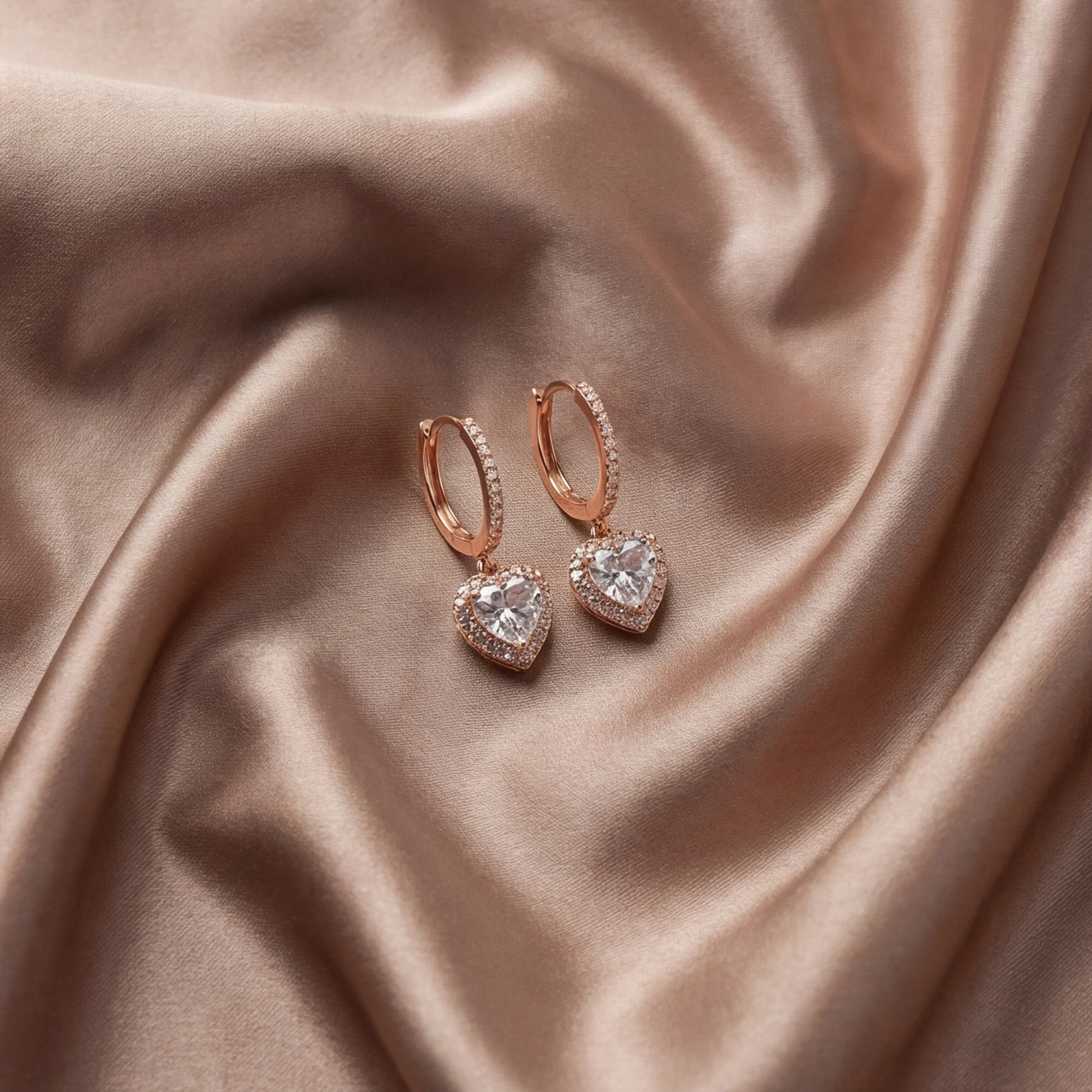 Esme Rose Gold Heart Drops - Image 3